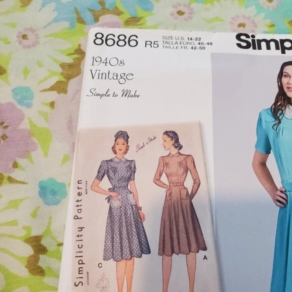 NEW Simplicity Vintage 1940's Dress Sewing Pattern